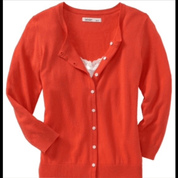 Old Navy Sweaters - Orange Crew Neck 3/4 Sleeve Cardigan